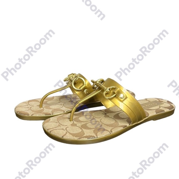 COACH | Rikki Metallic Sandal in Bronze Jelly Signature Gold Lobster Clasp‎ 6 - Picture 2 of 14